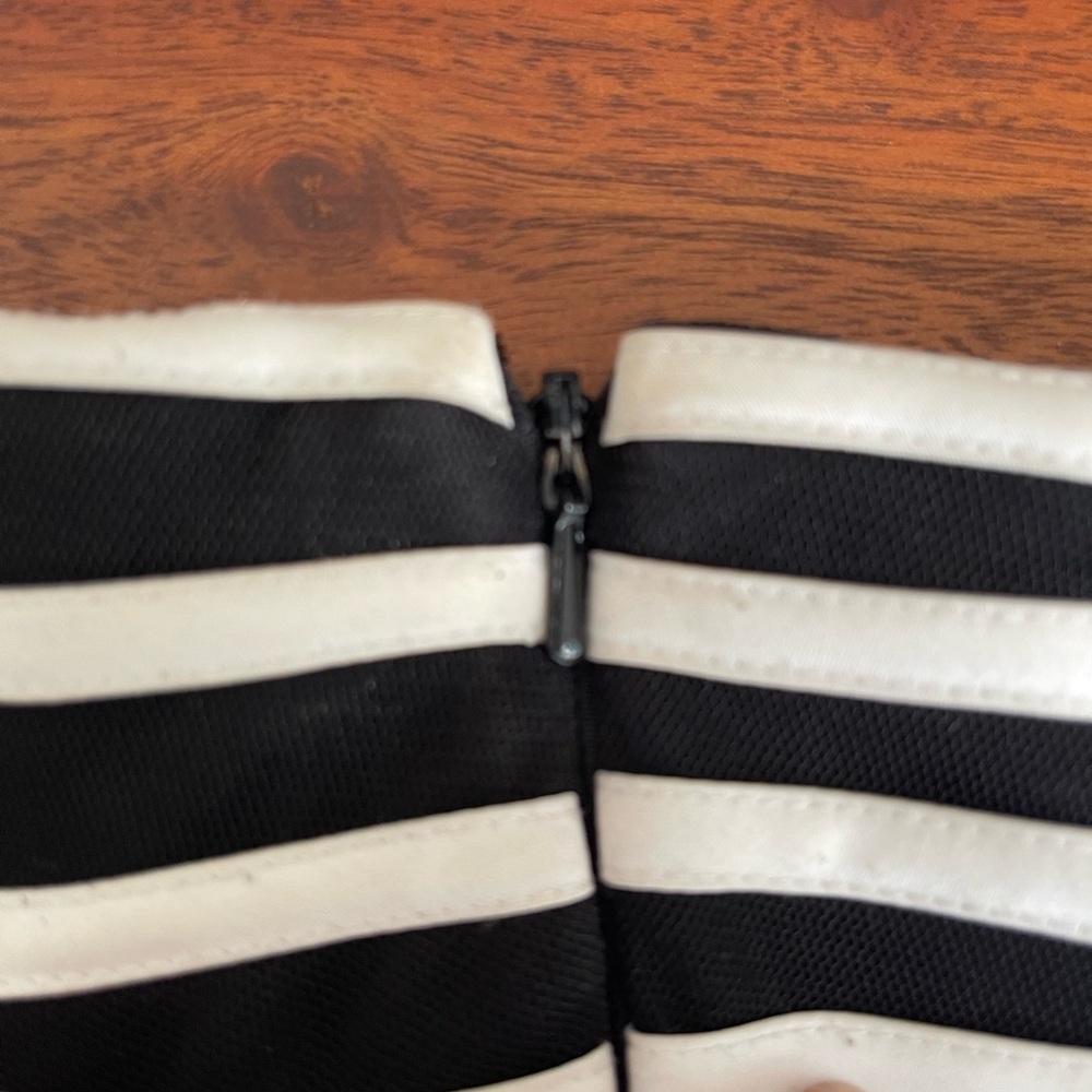 EUC WHBM Black Mesh Dress with White to Gray Ombré Stripes - Picture 8 of 8